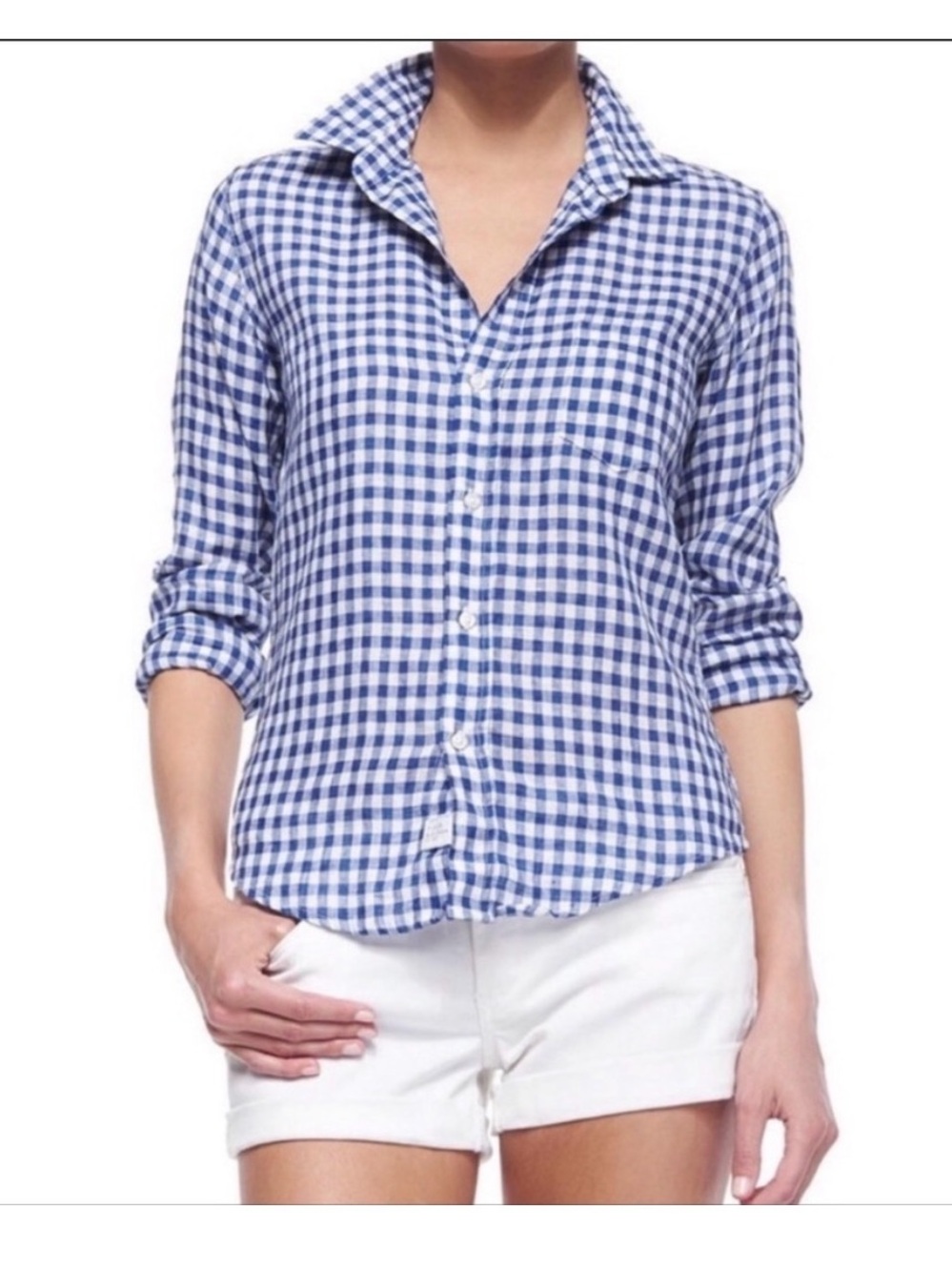 Frank & Eileen Barry Blue Gingham Button-Down Shirt - Women's Casual Top XL